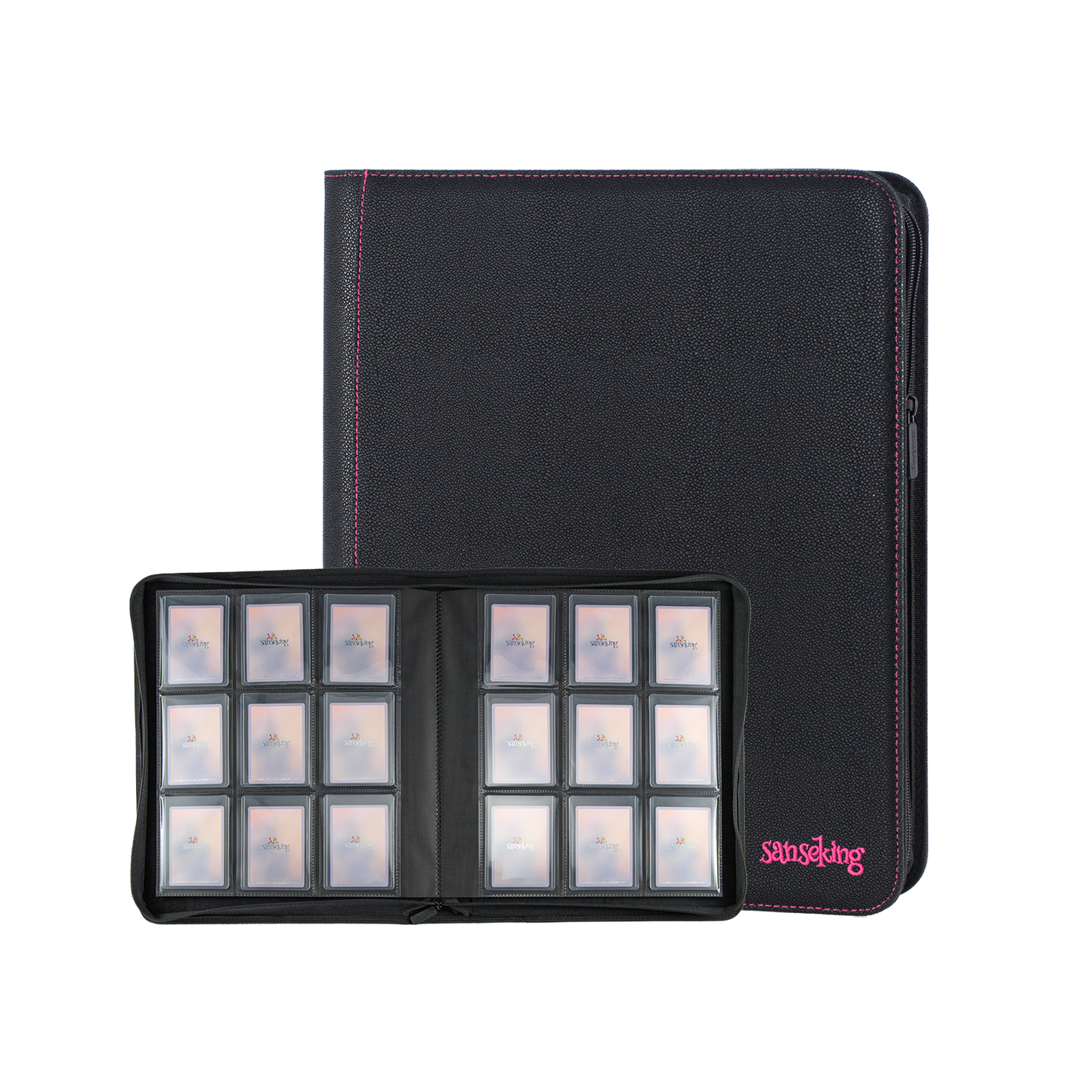 Sanseking 9-Pocket PU Zipper Toploader Binder - Black - official Sanseking product image