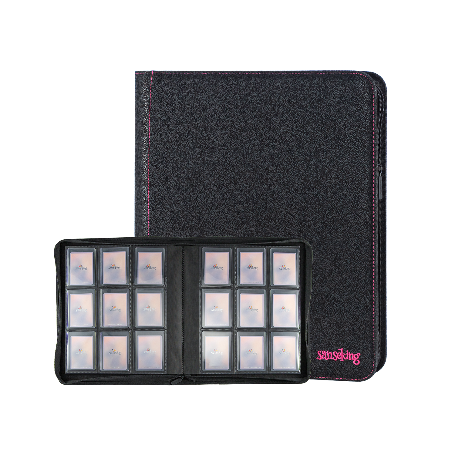 Sanseking 9-Pocket PU Zipper Toploader Binder - Black - official Sanseking product image