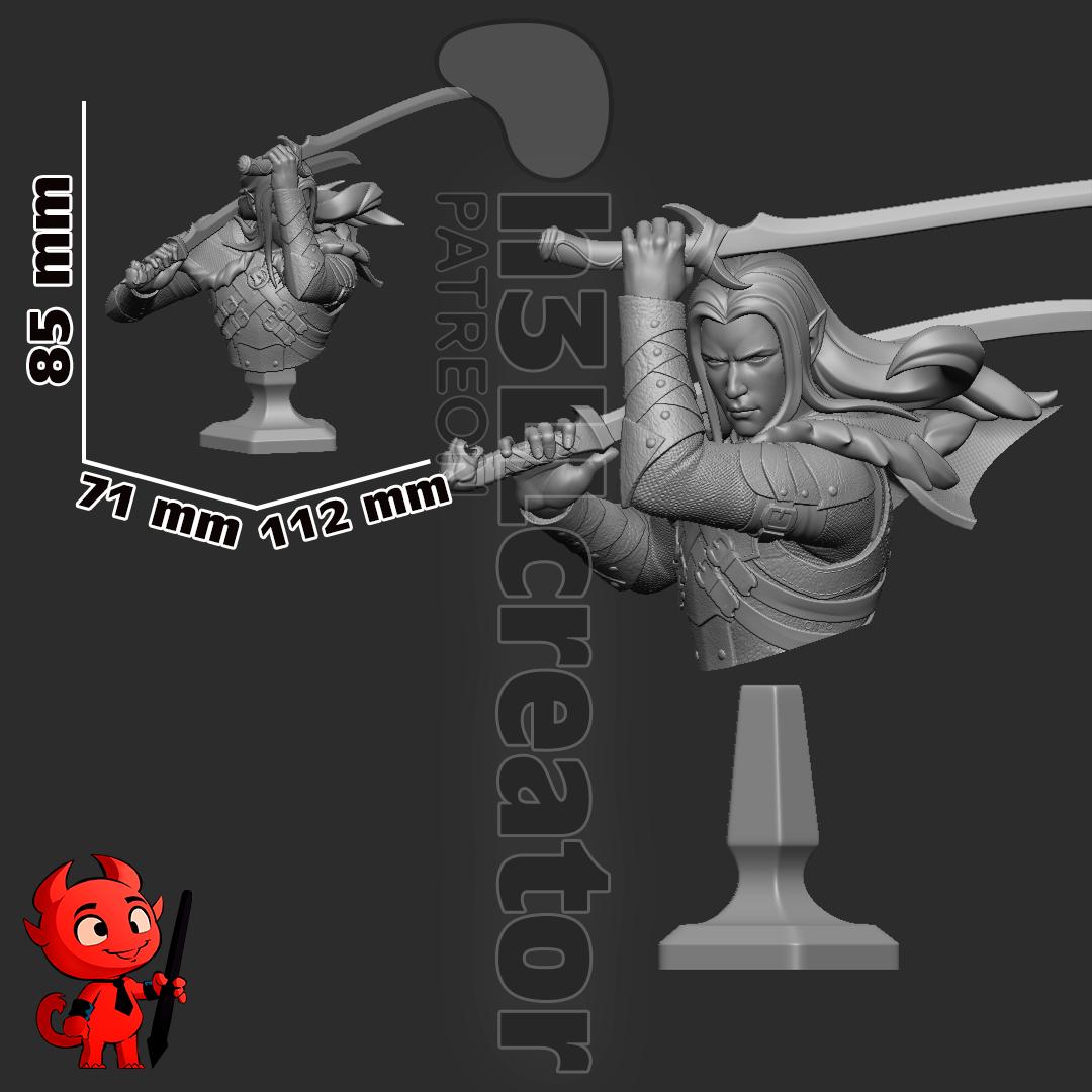 Drizzt Do'Urden Bust - Alternate view 4