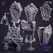 Midnight Curse Vampire Castle Terrain Set - resin tabletop miniature front view