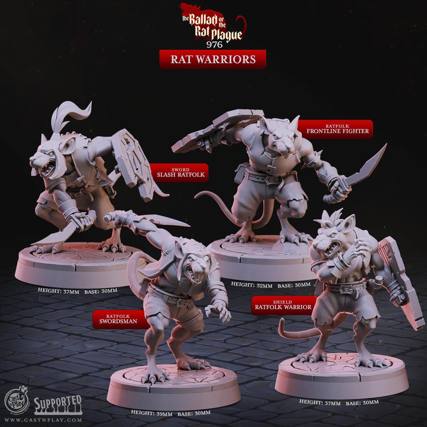 Ratfolk Fighter Miniature - Alternate view 2
