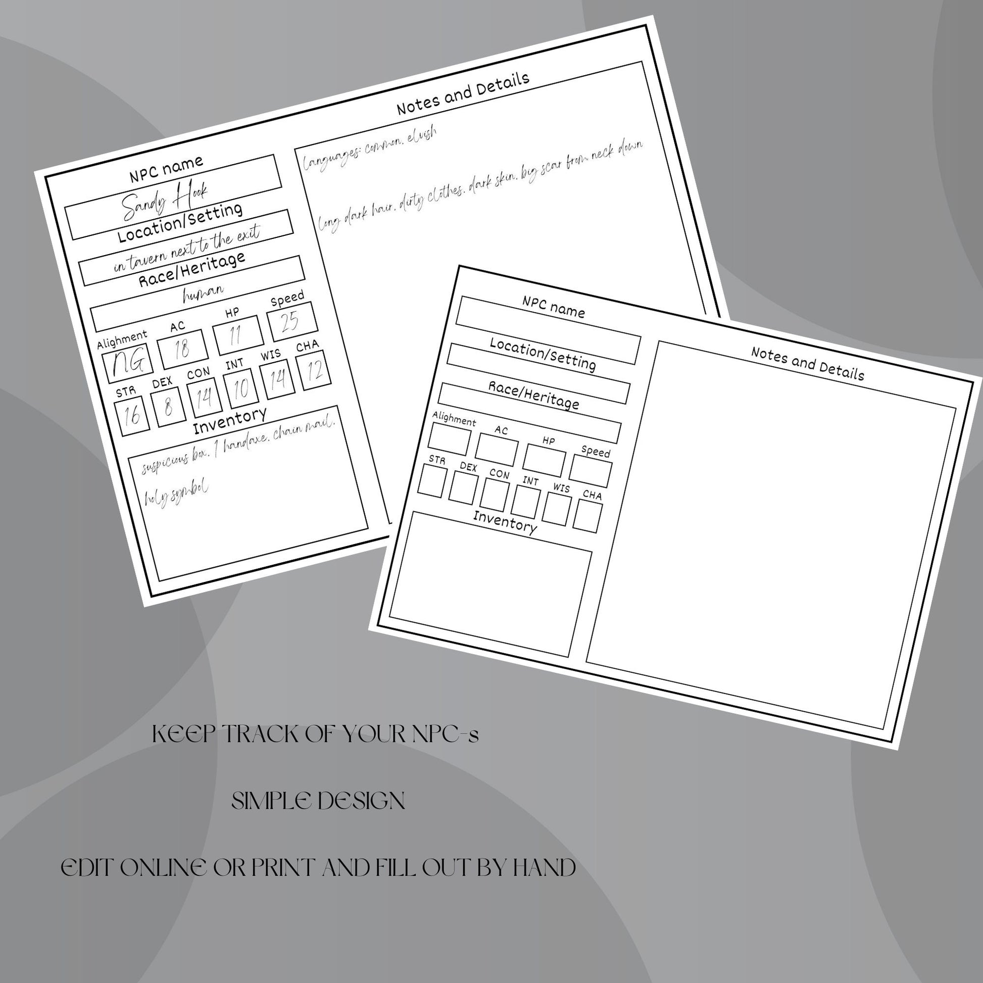 Fillable NPC Cards - Alternate view 3