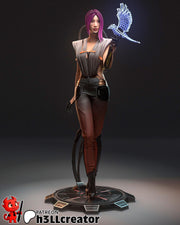 Songbird Figure - Cyberpunk 2077 - resin tabletop miniature front view