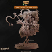 Lizardfolk Merchant Miniature - resin tabletop miniature front view
