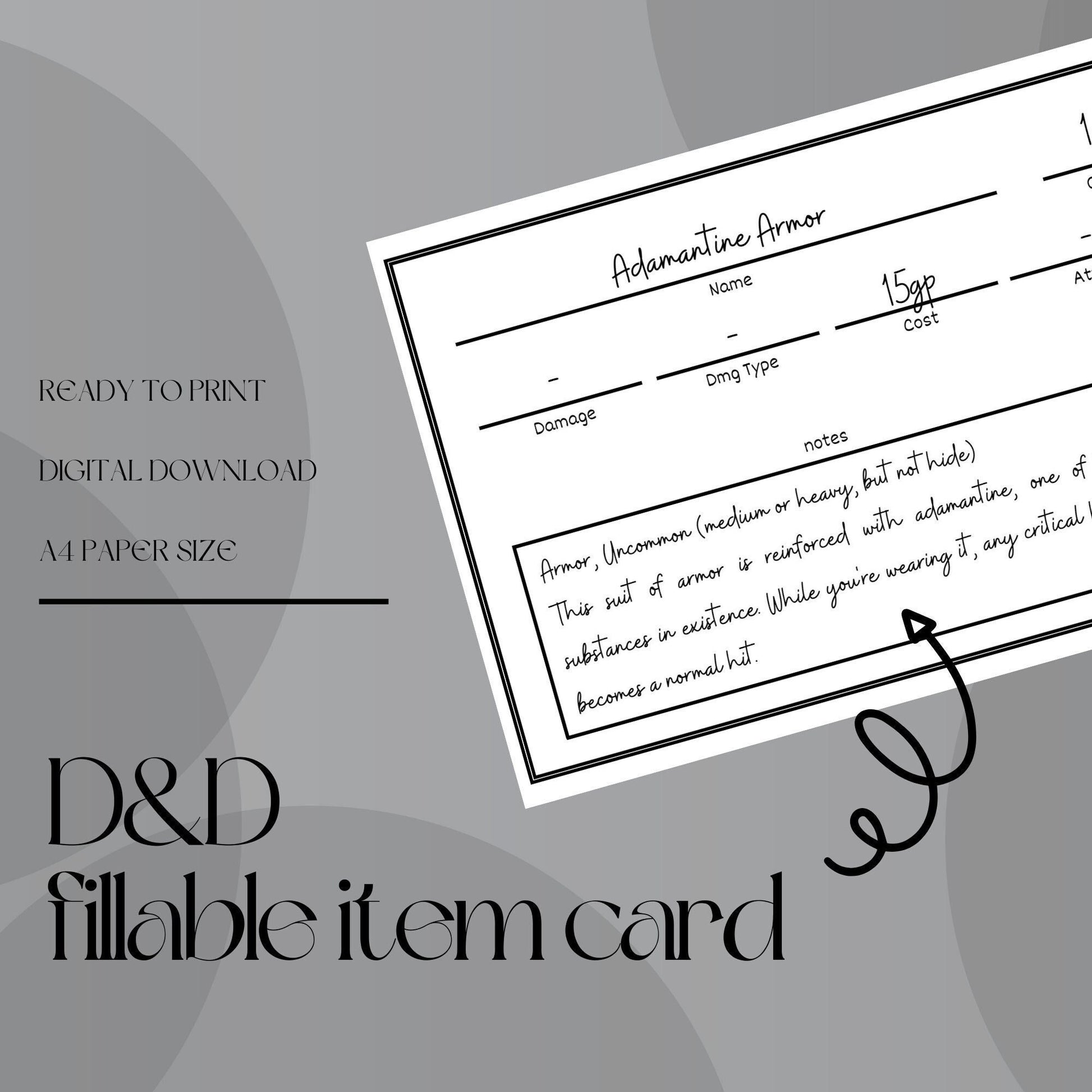 Fillable Item Cards