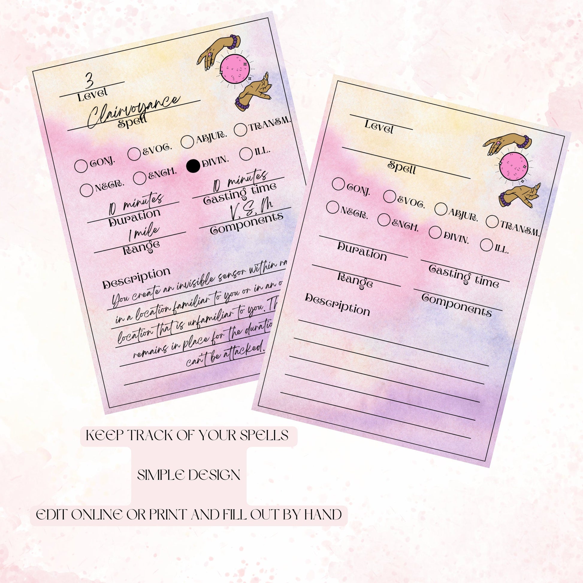 Fillable Spell Cards - Alternate view 2