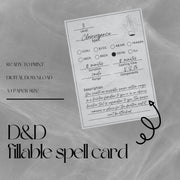 Fillable Spell Cards - digital download preview