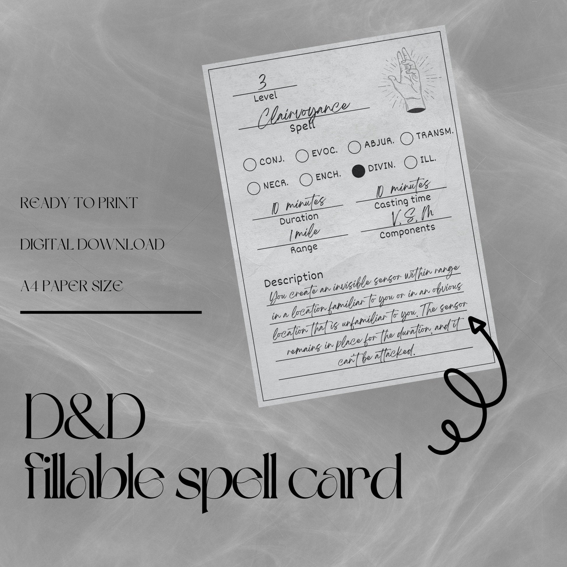 Fillable Spell Cards