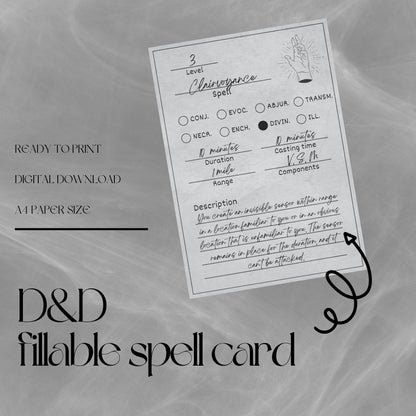 Fillable Spell Cards