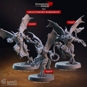 Dragonborn Barbarian Miniature - resin tabletop miniature front view