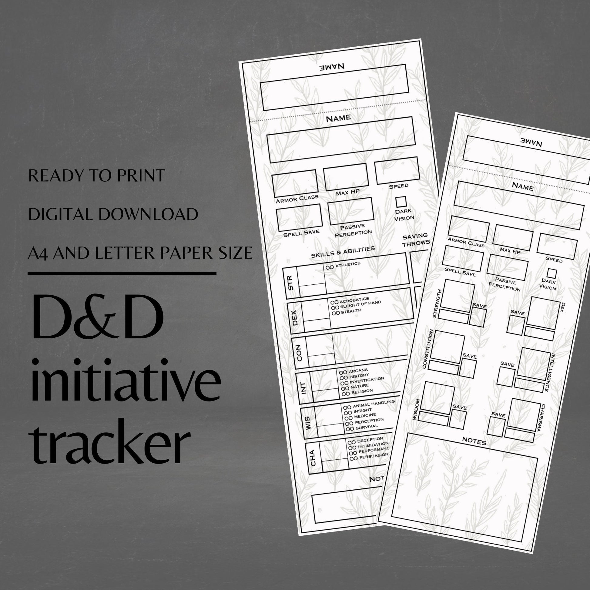 Fillable Initiative Tracker Cards