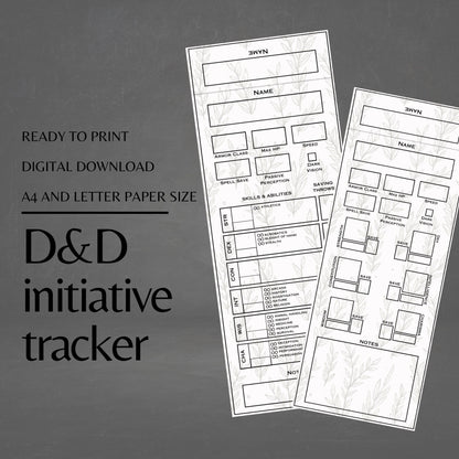 Fillable Initiative Tracker Cards