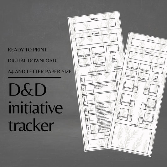 Fillable Initiative Tracker Cards