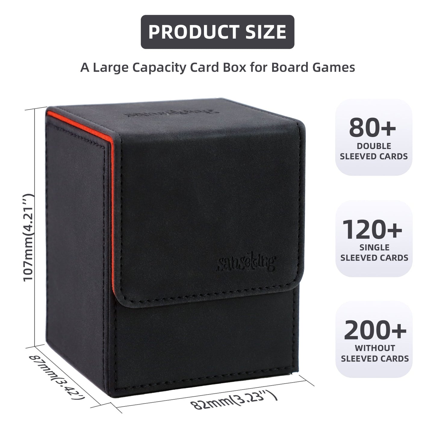 Sanseking Vertical PU Leather Deck Box 100+ - official Sanseking detail and feature view 1