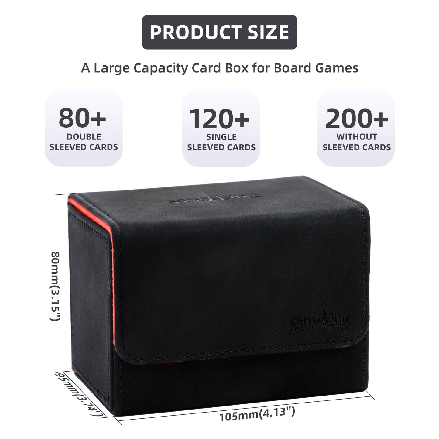 Sanseking Horizontal PU Leather Deck Box 100+ - official Sanseking detail and feature view 1