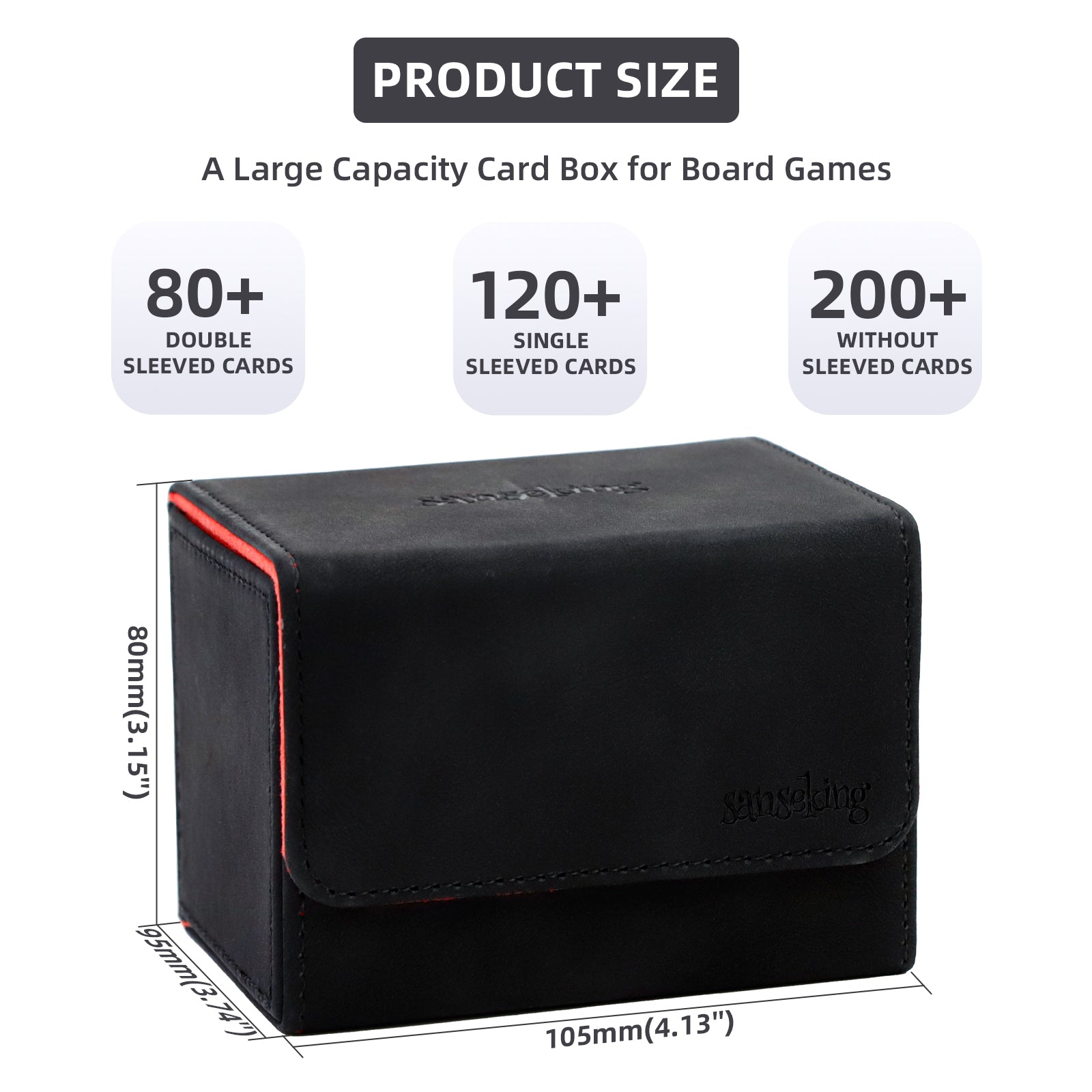 Sanseking Horizontal PU Leather Deck Box 100+ - official Sanseking detail and feature view 1