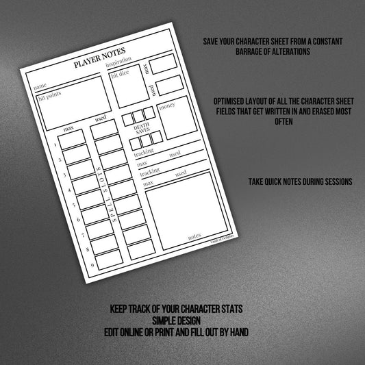 Player Notes Card - Alternate view 2