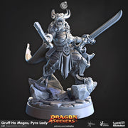 Female Dragonborn Barbarian Miniature - resin tabletop miniature front view