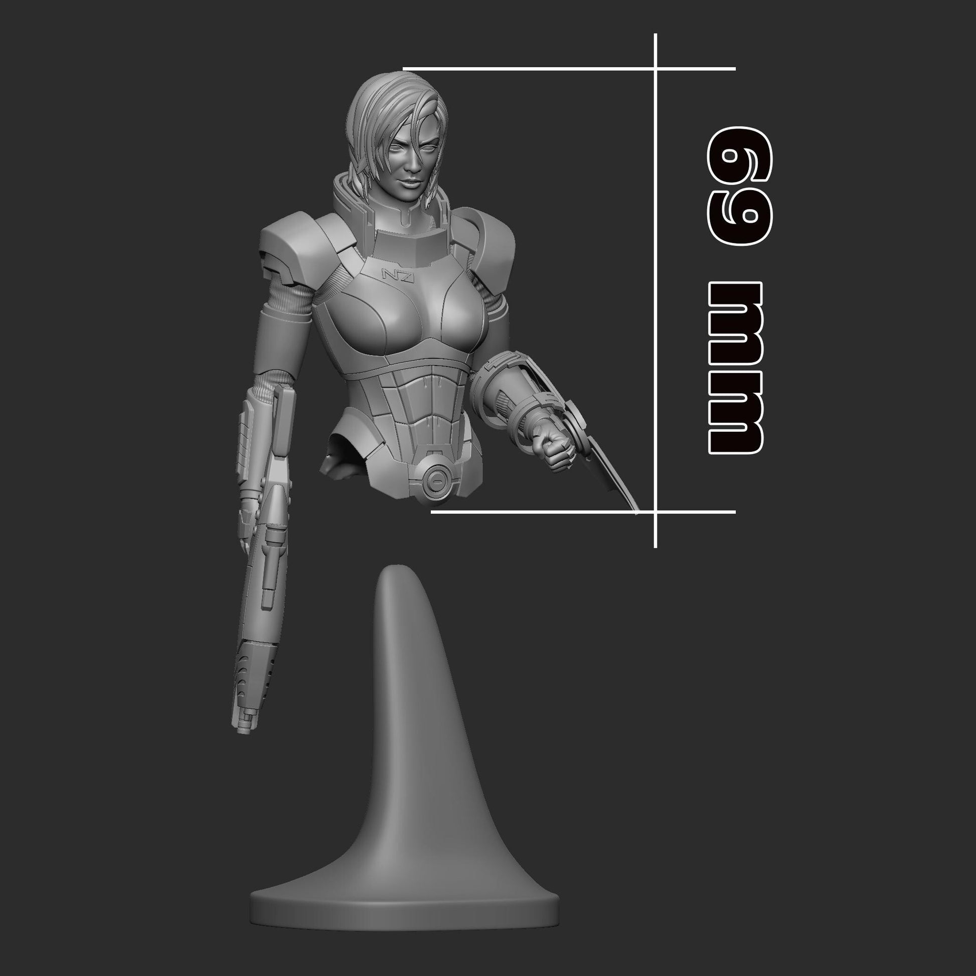 Commander Shepard female Bust - Mass Effect - Alternate view 5