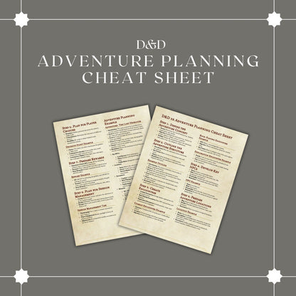 Adventure Planning Cheat Sheet