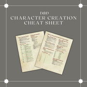 Character Creation Cheat Sheet - digital download preview