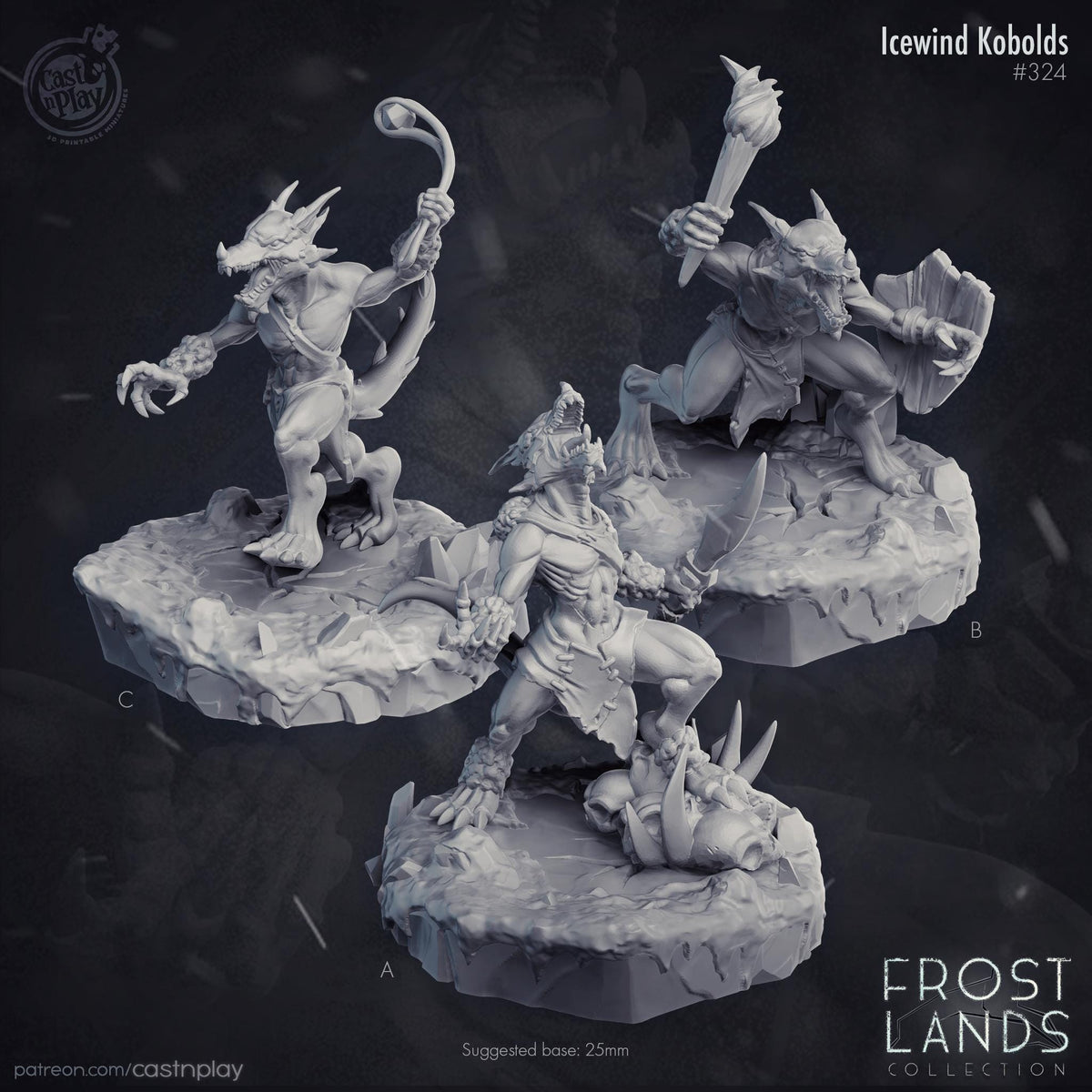 Kobold Ranger, Fighter & Rogue Miniature - resin tabletop miniature front view