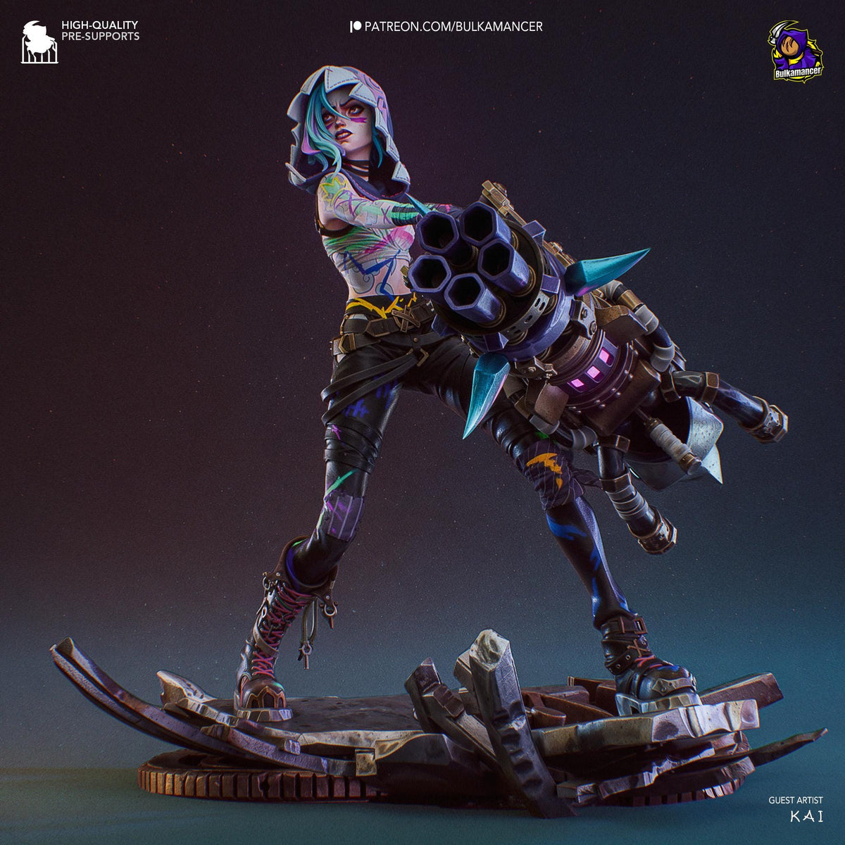 Jinx Fractured Figure - Arcane - resin tabletop miniature front view