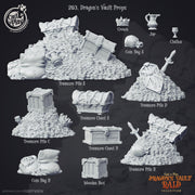 Dragons Vault Raid Dragon Lair Treasure Terrain Set - resin tabletop miniature front view