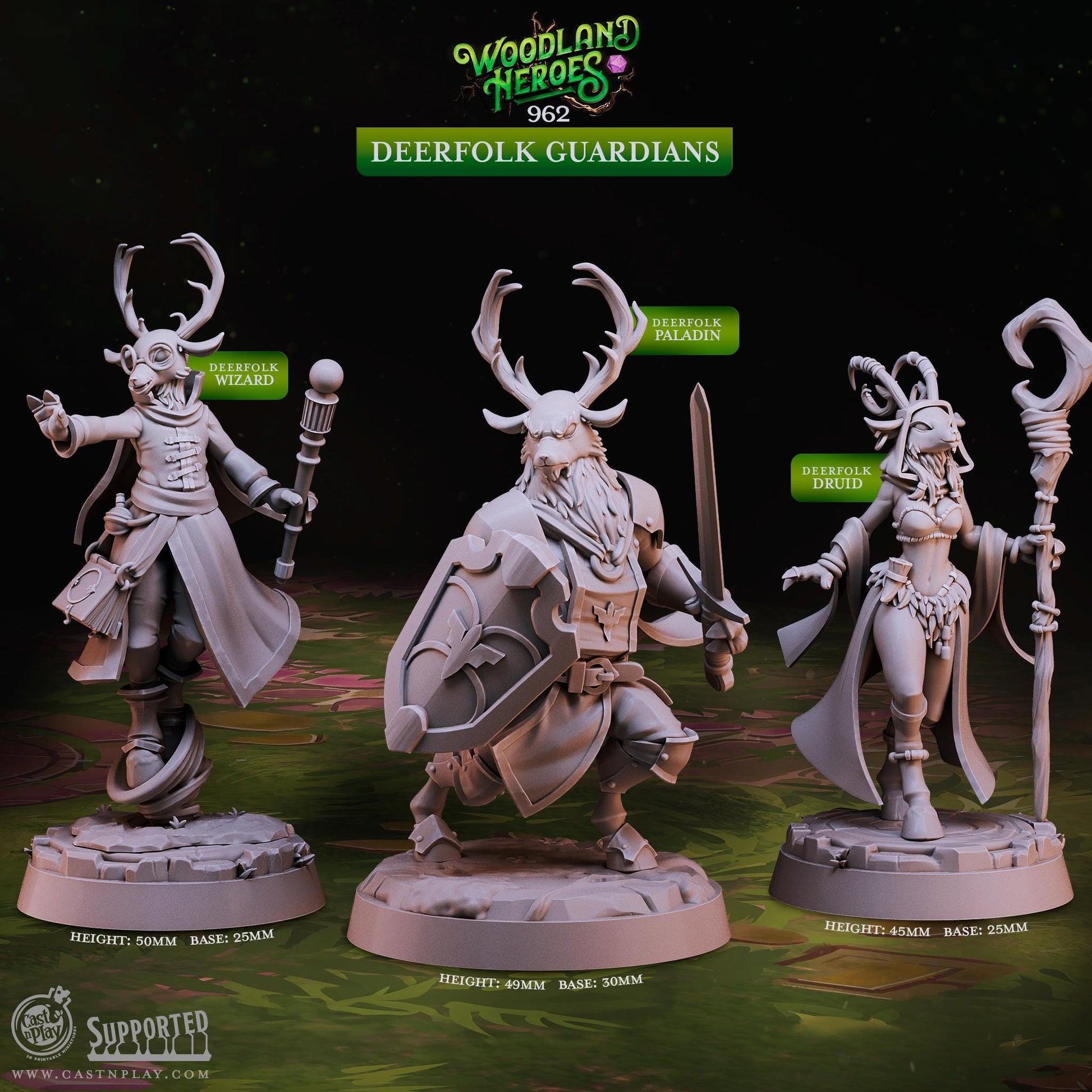 Deerfolk Druid Miniature - Alternate view 2