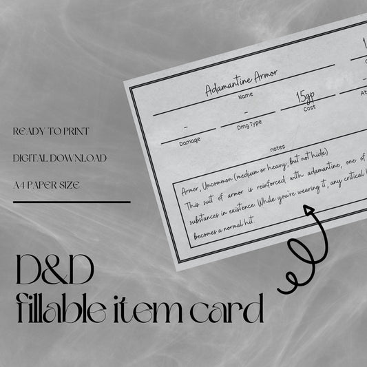 Fillable Item Cards
