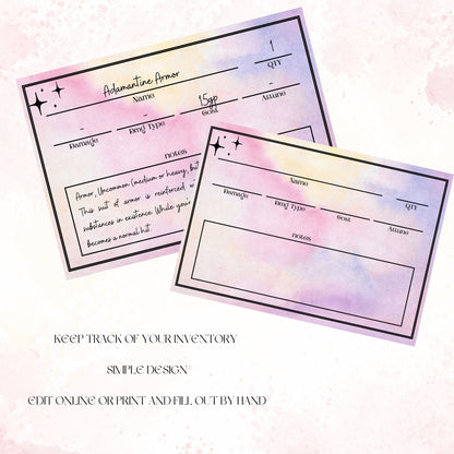 Fillable Item Cards - Alternate view 2