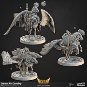 Aasimar Paladin & Fighter on Pegasus Mount Miniature - resin tabletop miniature front view