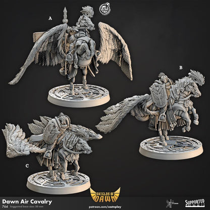 Aasimar Paladin & Fighter on Pegasus Mount Miniature