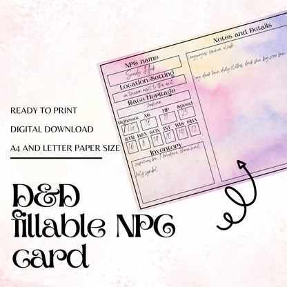 Fillable NPC Cards