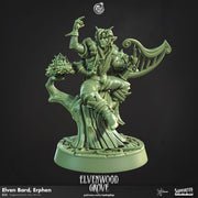Elf Bard Miniature - resin tabletop miniature front view