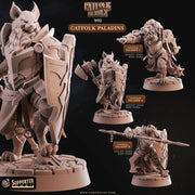 Tabaxi Paladin Miniature - resin tabletop miniature front view