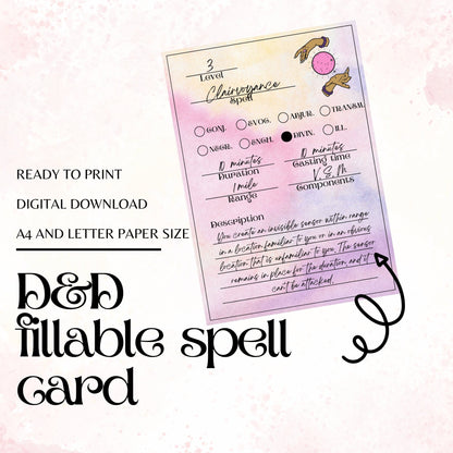 Fillable Spell Cards