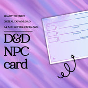 Fillable NPC Cards - digital download preview