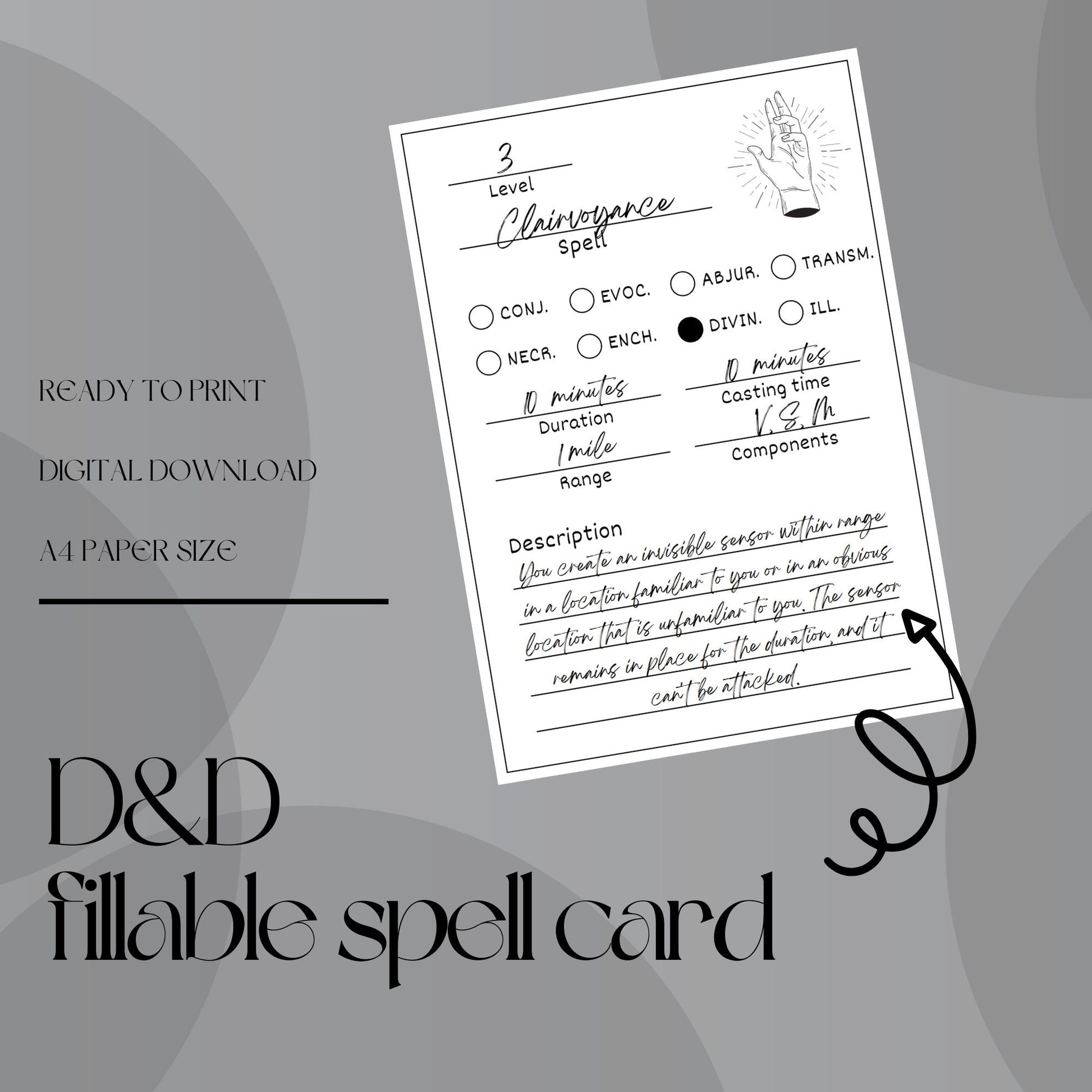 Fillable Spell Cards