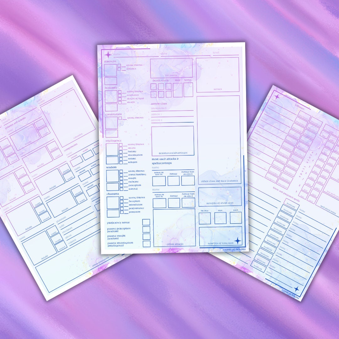Character Sheet - Alternate view 2