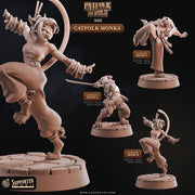Tabaxi Monk Miniature - resin tabletop miniature front view