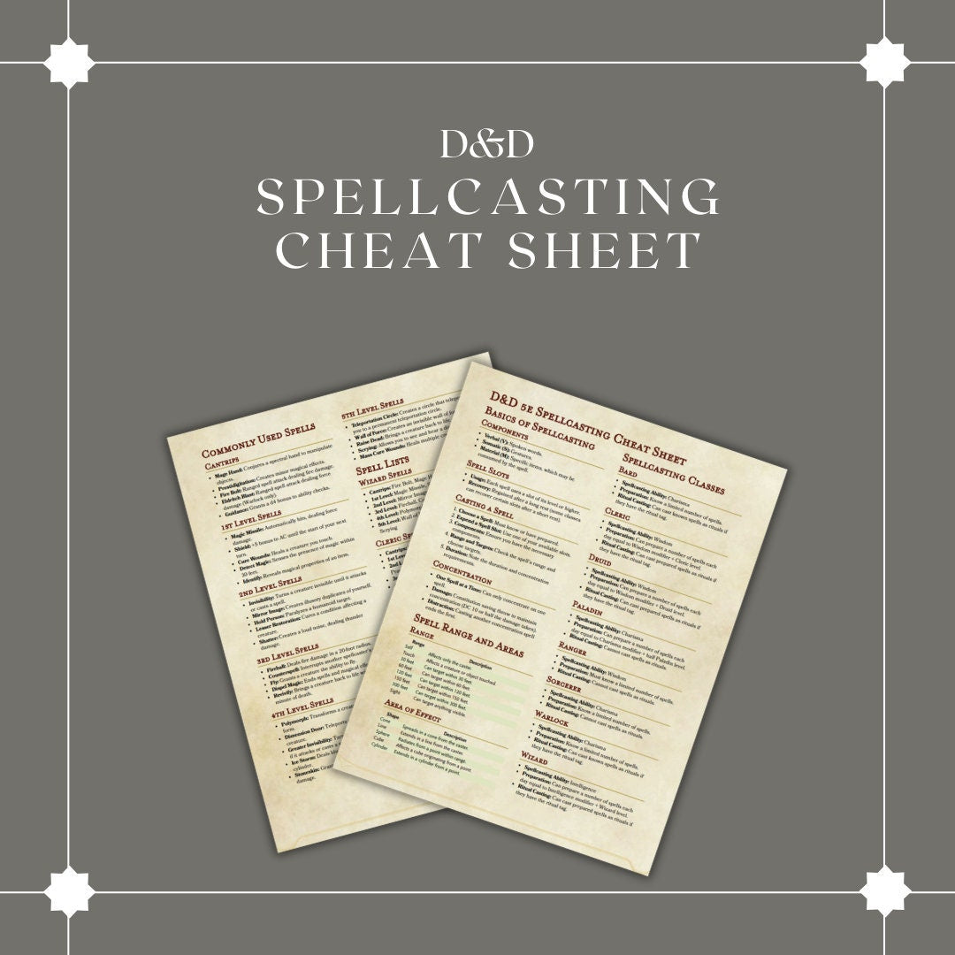 Spellcasting Cheat Sheet