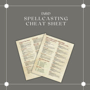 Spellcasting Cheat Sheet - digital download preview