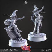 Female Wizard Miniature - resin tabletop miniature front view