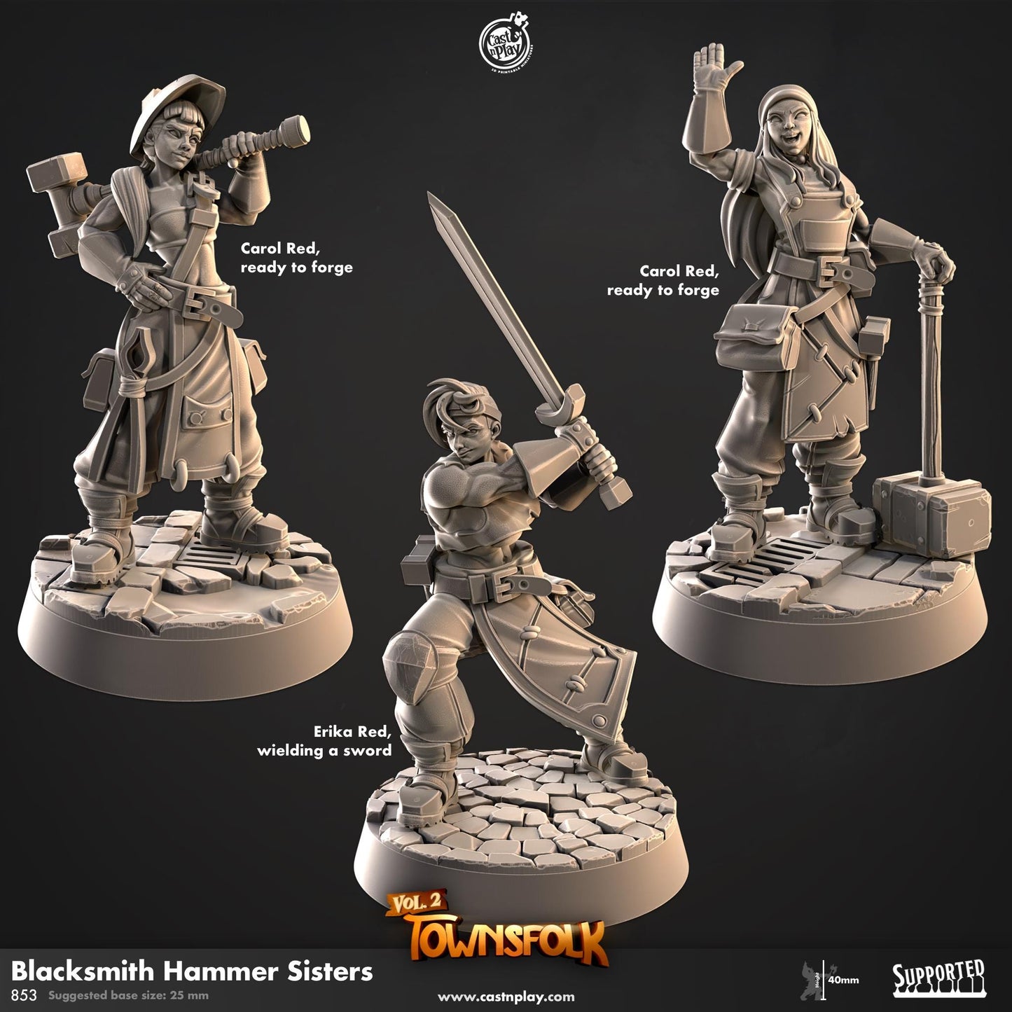 Human Female Fighter / Blacksmith Miniature