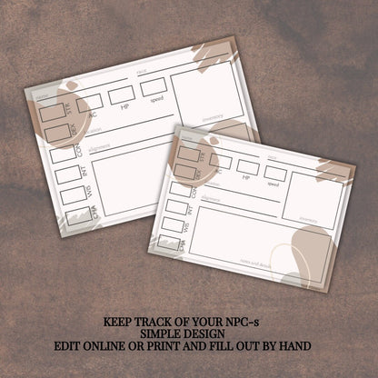 Fillable NPC Cards - Alternate view 2