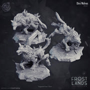 Frost Wolf Enemies, Druid Wild Shape & Companion(s) Miniature - resin tabletop miniature front view