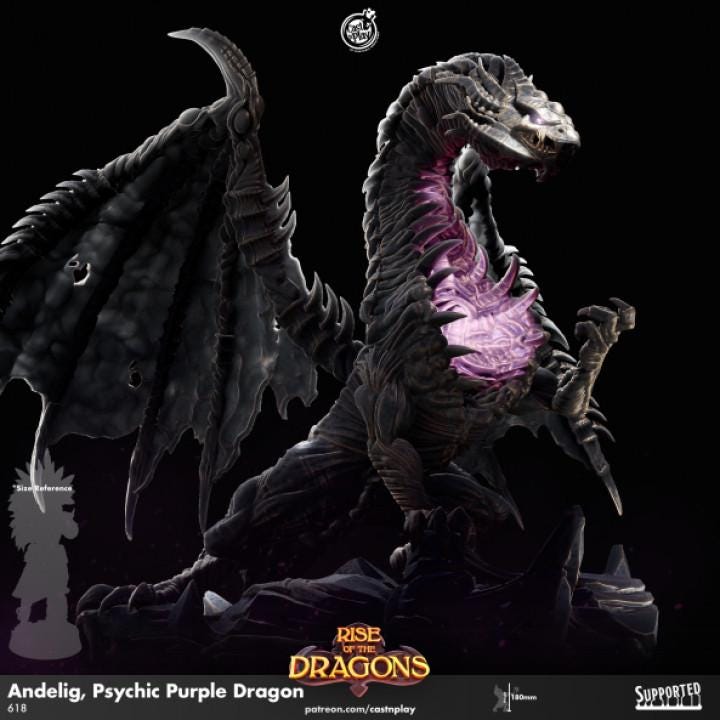 Purple Psychic Dragon Large Miniature