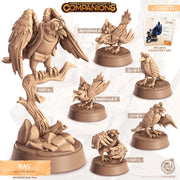 Raven Bird Animal Companion Miniature - resin tabletop miniature front view