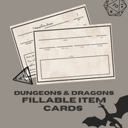 Fillable Item Cards - digital download preview